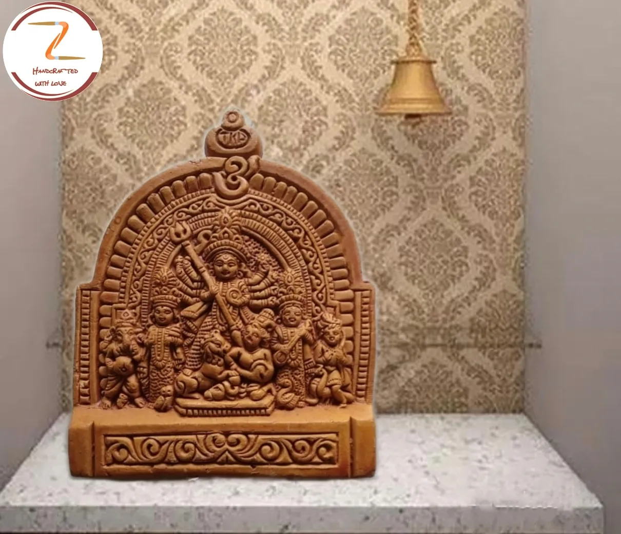 Beautiful Terracotta maa Durga idol.
Made of fired clay. 
Fire colour No chemical paint used.